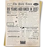 Londue 89th Birthday Card Gifts for Women Men, Retro Birthday Cards for 89 Year Old Mom Dad Grandpa Granny, Funny 89th Bday Decorations