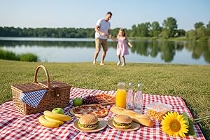 RYCHIC Rug Waterproof Outdoor Extra Large Sand Free Picnic Blanket Roadtrip Accessories DarkRed