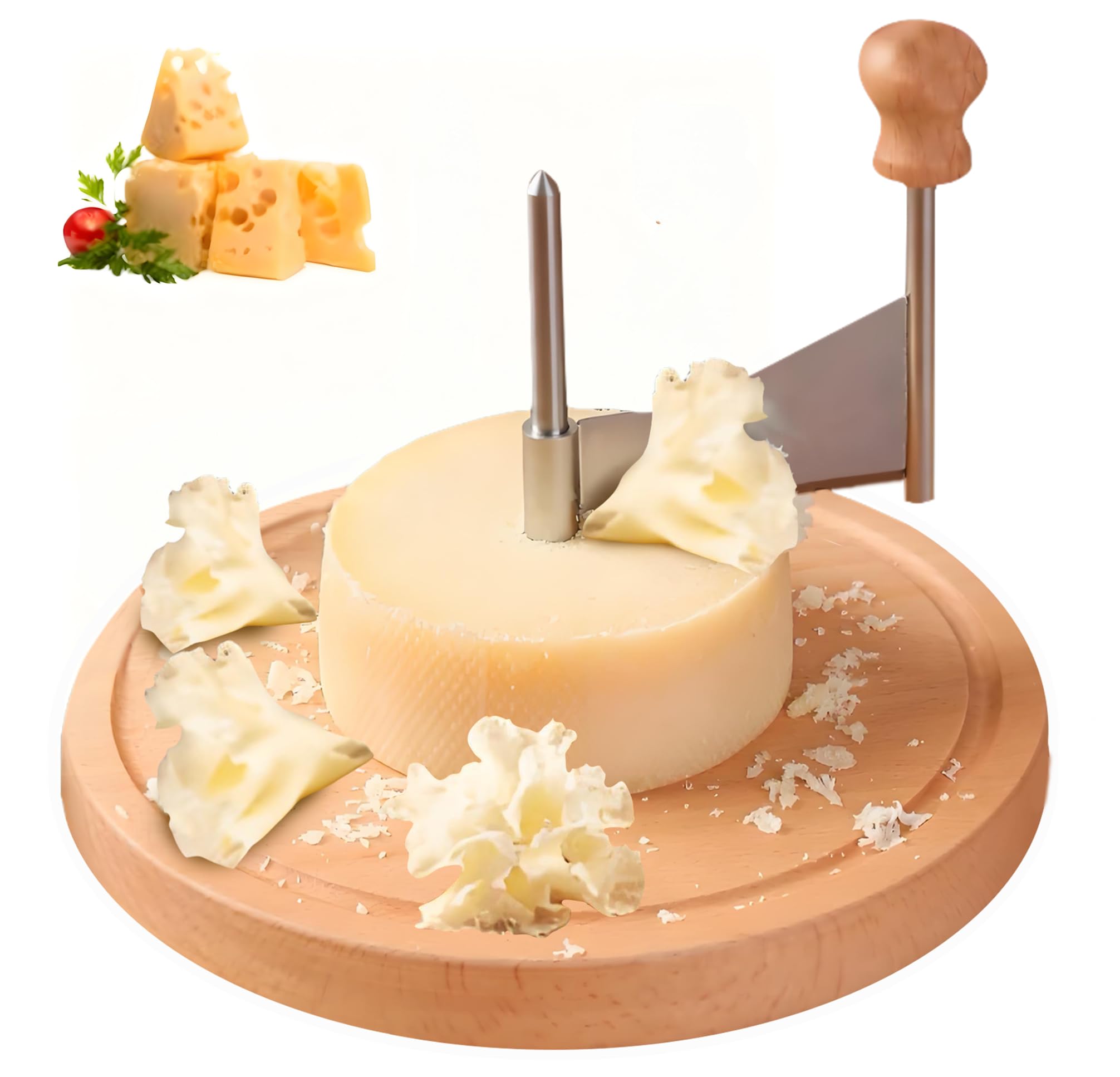 Photo 1 of ***(USED/ UNKNOWN IF MISSING PARTS)***RWIXR Cheese Curler, Cheese Curler Wheel for i.a. Tête de Moine and Chocolate, Sharp Blade, Wood Base, Suitable for Restaurants, Cafes, and Dessert Shops, Home
