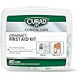 Curad Compact First Aid Kit with Over-The-Counter Medicine, Flex-Fabric and Butterfly Bandages, Antibiotic Ointment, Cleansing Towelettes, Alcohol Prep Pads, Acetaminophen, Carry Case, 80 Count