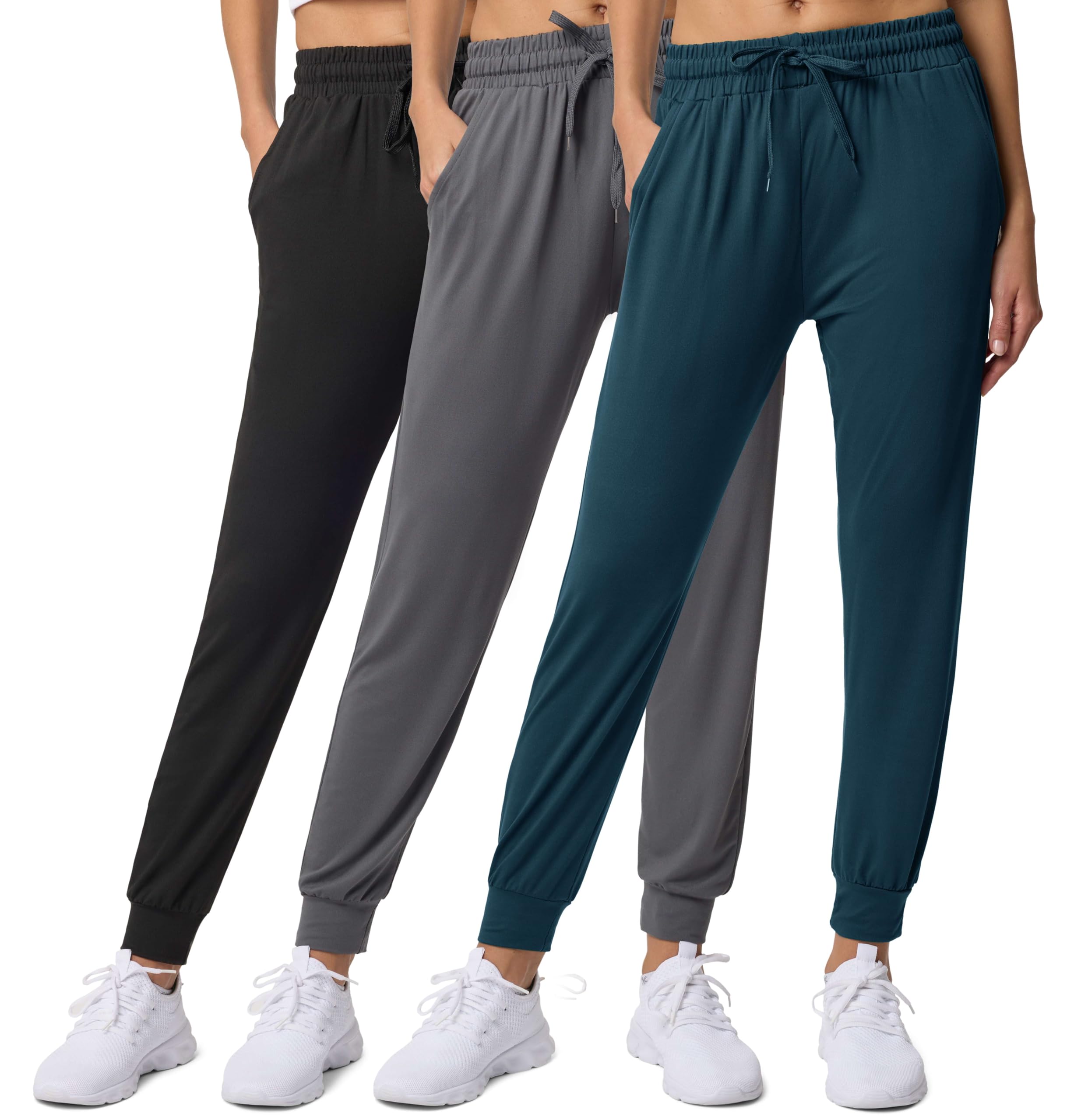 Photo 1 of ***MISSING BLACK PAIR/ DIRTY*** Real Essentials 3 Pack: Women's Ultra-Soft Lounge Joggers Sweatpants Athletic Yoga Pants with Pockets, Set 9, S, Pack of 3