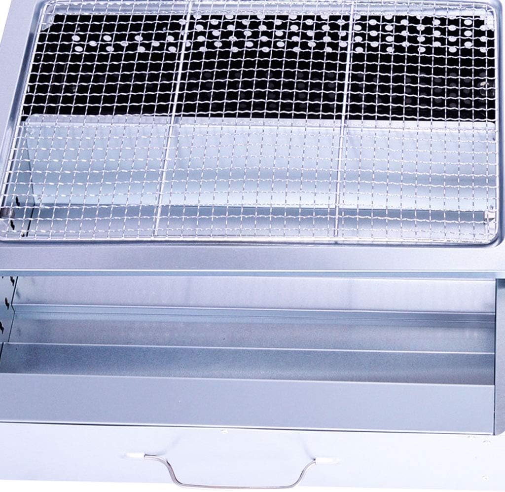 review ZJJ& Barbecue Grill Outdoor Portable Stainless Steel Charcoal Grill BBQ Folding Home Wild Barbecue Utensils