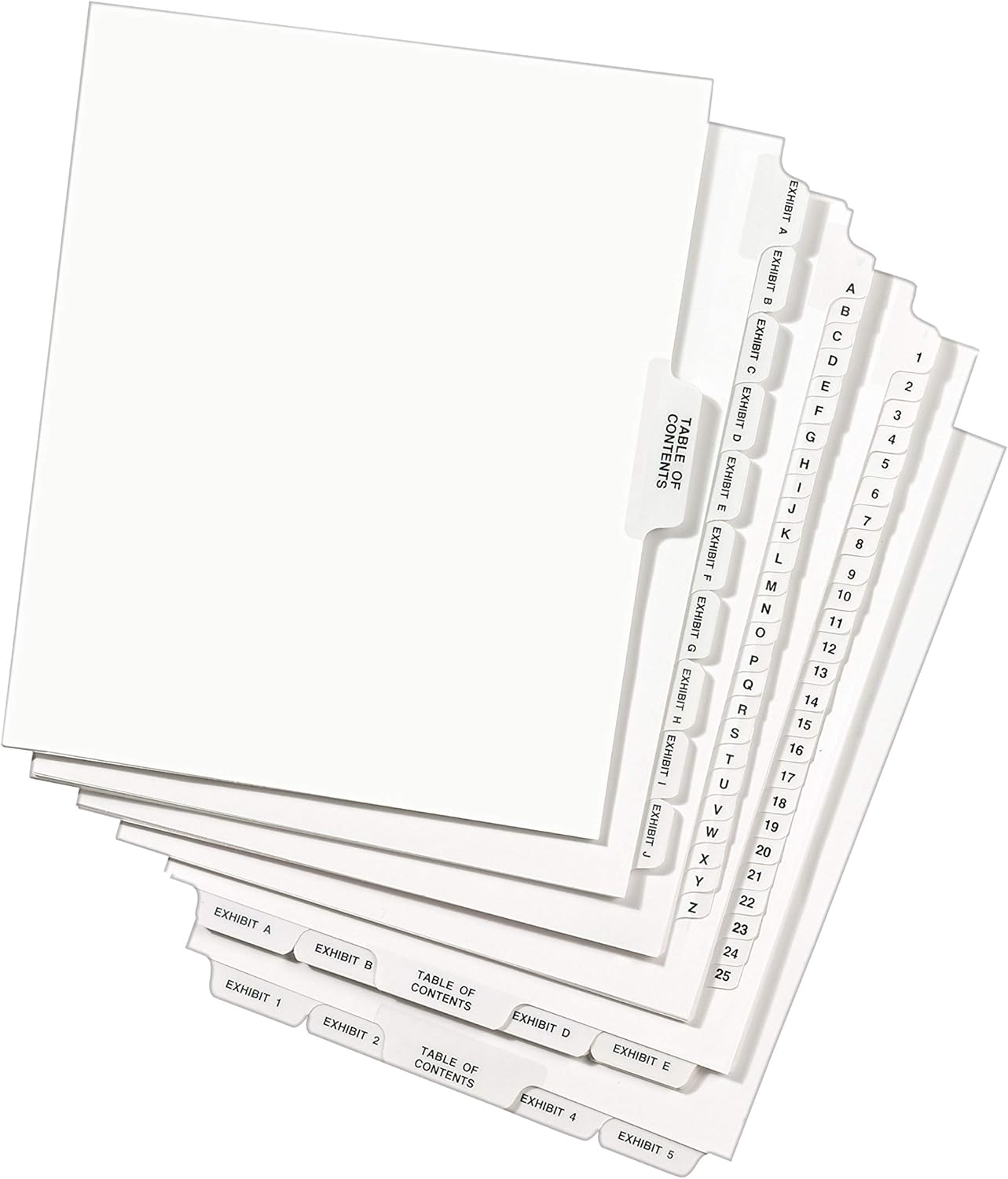 Avery Avery-Style Lgl Bottom Tab Dividers, 27-Tab, Exhibit A-Z, Letter Size (8.5 x 11), White, 27 per Set (11376) : Binder Index Dividers : Office Products