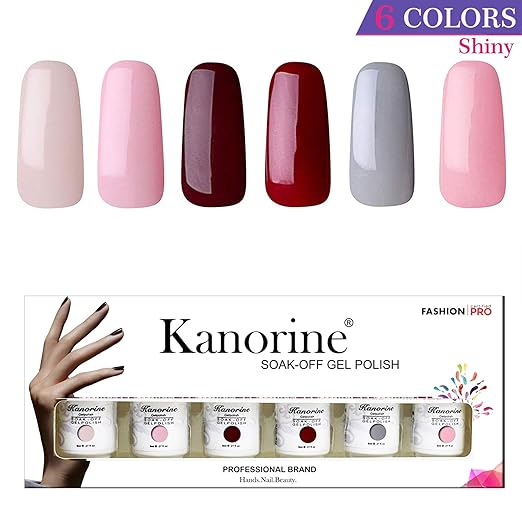 KANORINE Shiny Nail Gel polish Set SoakOff UV/LED Gel Nail Polish Long