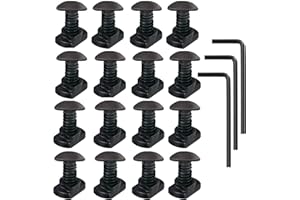 PECAWEN 16 Pack M5 T-Nut Metric Camming Screw Replacement Sets Compatible with Standard Rail Systems, with Thread Locking Screws, Allen Wrench and Nuts(16 x Screws, 16 x Nuts and 3 x Wrench)