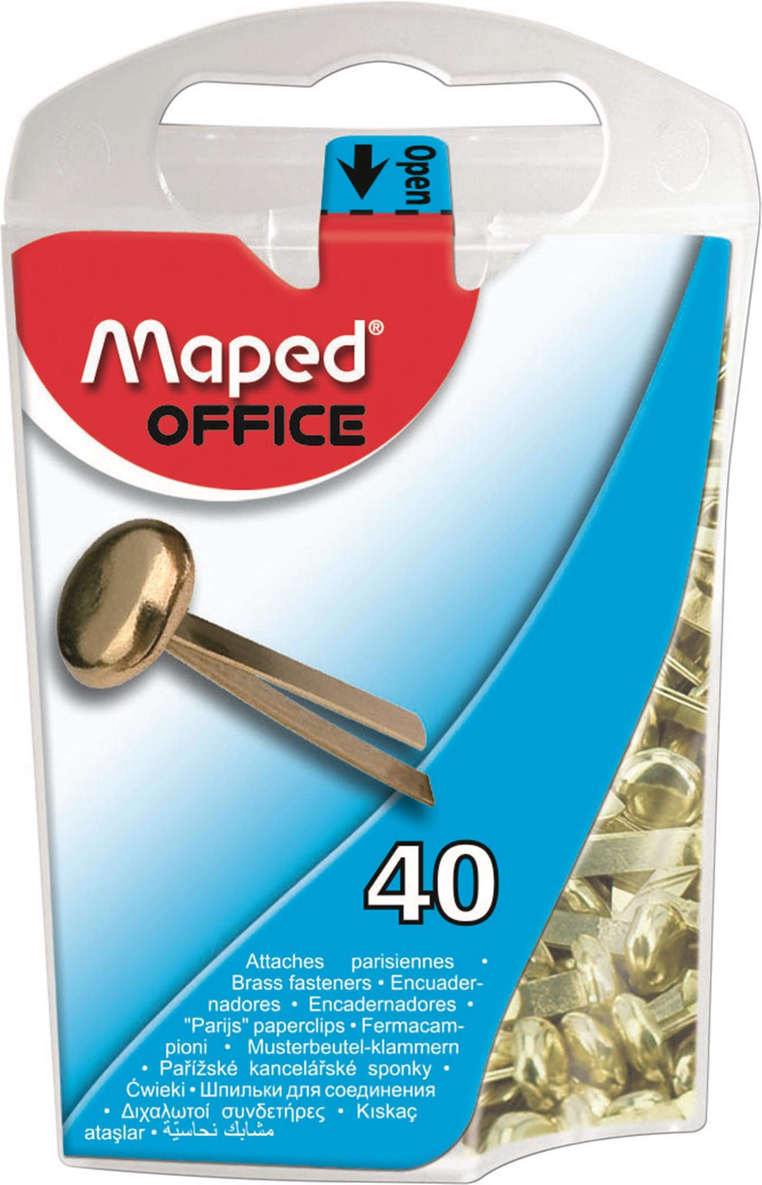 Maped 330011 Round Head Pattern Bag Clips Brass 17mm