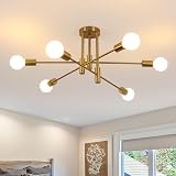 Comely Sputnik Chandelier 6-Light E27 Gold Modern Semi-Flush Mount