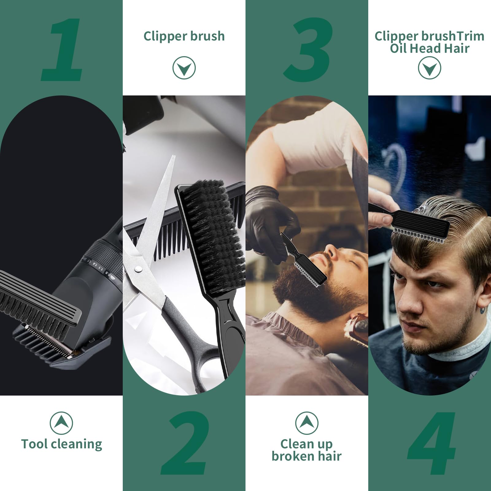 6 Pcs Barber Clipper Brush Blade Trimmer Cleaning Brush Set Duster Manicure Nylon Brush Hair Styling Tool (Black)