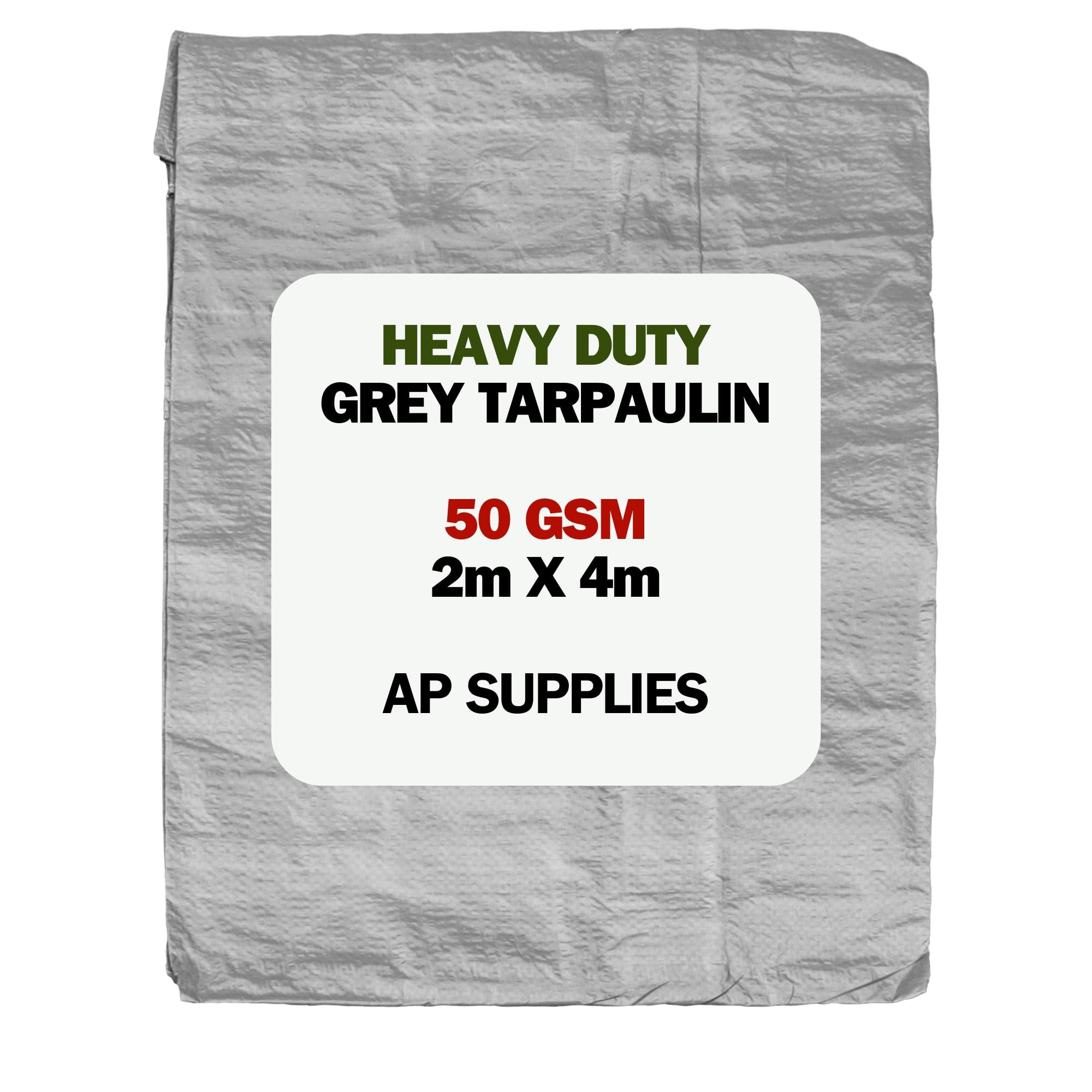 AP Supplies 50gsm S-Grade Lightweight Grey Tarpaulin 2m x 4m – Waterproof, UV & Weather Resistant Sheet Cover for Camping, Gardening, Furniture, Equipment Protection