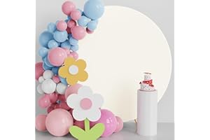 Fomcet Round Backdrop Cover 7.2FT Ivory Spandex Wedding Arch Cover Circle Arch Backdrop Cover Fabric for Wedding Ceremony Birthday Party Baby Shower Round Balloon Arch Stand Decoration