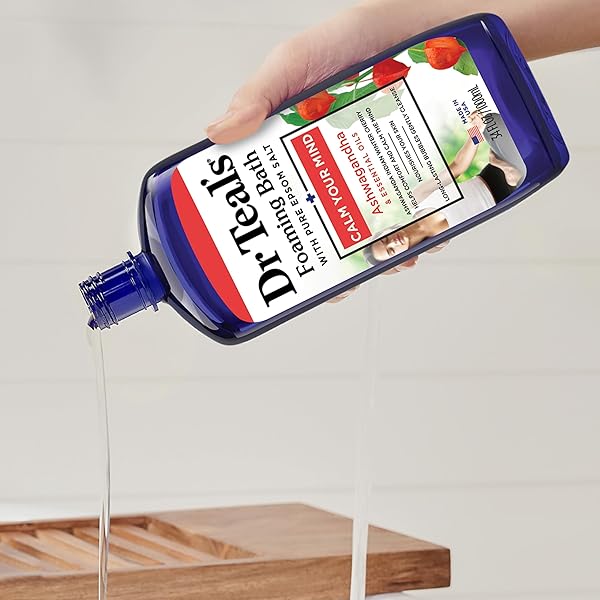 DR TEAL’S FOAMING BATH WITH PURE EPSOM SALT, ASHWAGANDHA, 34 FL OZ (PACK OF 4)