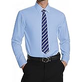 Mens Dress Shirts Long Sleeve Stretch Wrinkle Free Rgular Fit Formal Casual Wedding Prom Button Up Shirt