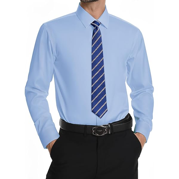 Camisa De Botones Para Hombre Camisas De Vestir De Los Hombres Camisa Formal Elástica De Manga Larga Sólida Camisas Casuales Con Botones De Negocios (Navy, 42) | En Línea