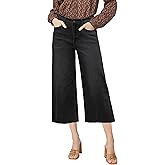 luvamia Wide Leg Capris Jeans for Women Trendy High Waisted Jean Capris Raw Hem Stretchy Denim Cropped Pants