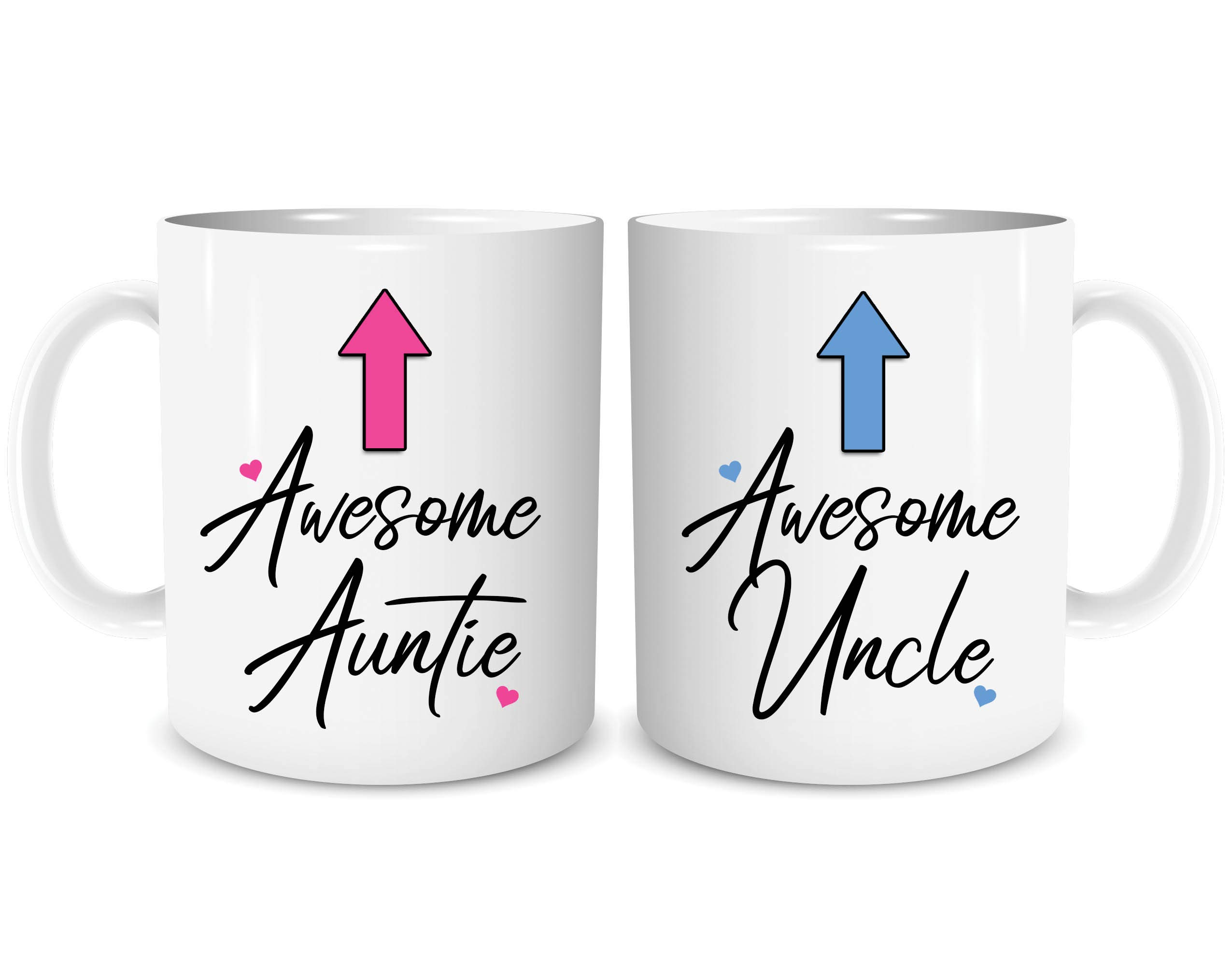 Set of 2 Mugs Couples Mug Awesome Auntie Awesome Uncle Gift Brother Sister Present from Niece Nephew WSDMUG1950, White