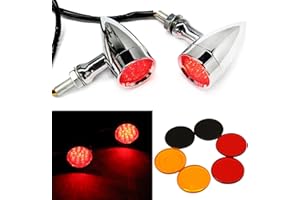 RICH CHOICES 2pcs Chrome 15 LED Motorcycle Stop Brake Running Turn Signal Indicator Red Lights For Harley Honda Chopper (Chrome with net-Red Light)