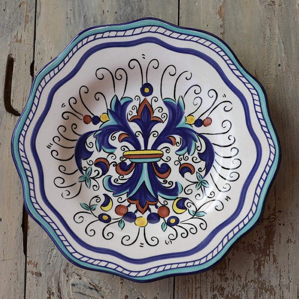 Powzz ornament Bohemian ceramic plate hand-painted boutique glaze color craft hanging plate decorative plate@San Marino Small Plate