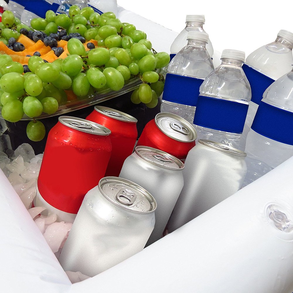 Cheflikes 2Pcs Inflatable Serving Bar | Large Size Food & Drink Holder | Lightweight Portable Serving Tray With Drain Plug | Suitable For BBQ, Pool Party, Picnic & Camping | Dimensions 51”x24”x4.5”