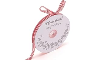 VGOODALL Red Gingham Ribbon, 3/8" x 50Yd Red and White Thin Crafts Ribbon Buffalo Checker Ribbons for Hair Accessories Picnic School and Birthday Gift Wrapping