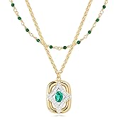 BENEIGE Layered Necklaces for Women 14K Gold Plated Emerald Necklace for Women Dainty Gold Necklace Stack Hypoallergenic Jewelry for Women