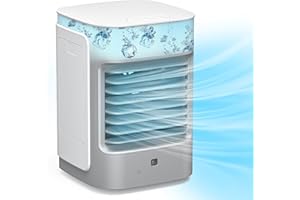 Cftore Air Conditioner Purifiers Evaporative AC, Air Cooler Humidifier Fan Mini, Lightweight Oscillating, 3 Speeds 7 Colors Small Cooling LED Technology For Bedroom, Office, Living Room