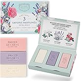 Panier des Sens - Bar Soap Gift Set for Women - Cotton, Rose, Lavender Soap Bars - Birthday Gift for Her - Hand & Body Soap Bars with Shea Butter - 97% Natural Ingredients - 3x3.5oz