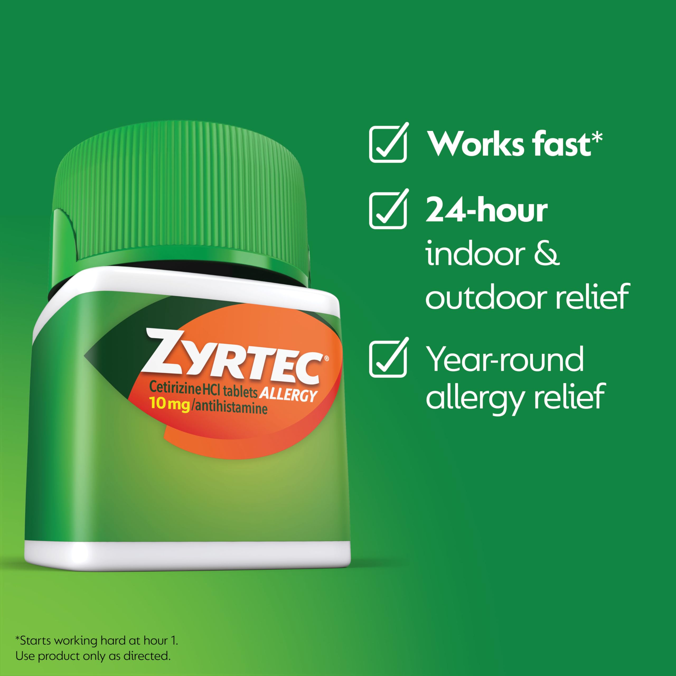Zyrtec 24 Hour Allergy Relief Tablets, Indoor & Outdoor Allergy Medicine with 10 mg Cetirizine Hydrochloride Antihistamine, Value Bundle of one, 90 ct Bottle & Three, 1 ct Travel Packs