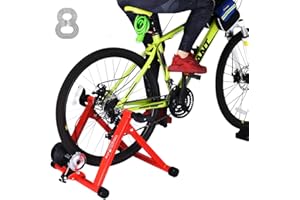 HEALTH LINE PRODUCT Bike Trainer Stand for 26"-28" Mountain & 700C Road Bikes, Indoor Stationary Bicycle Exercise w Quiet Noise Reduction/Wider 8 Levels Resistance