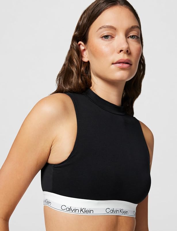 Brassière Femme Lightly Lined avec Col Cheminée, Noir (Black), L
