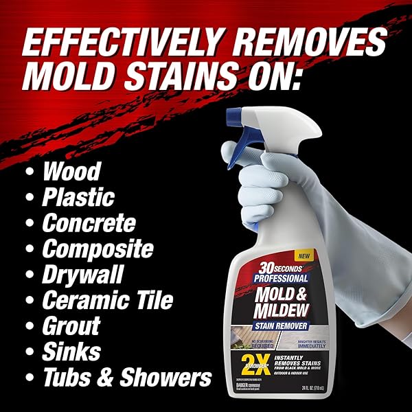 30 SECONDS PRO MOLD AND MILDEW STAIN REMOVER | SCRUB FREE | BRIGHTER RESULTS INSTANTLY | READY TO USE REFILL | 128 FL. OZ. – PACKAGING MAY VARY