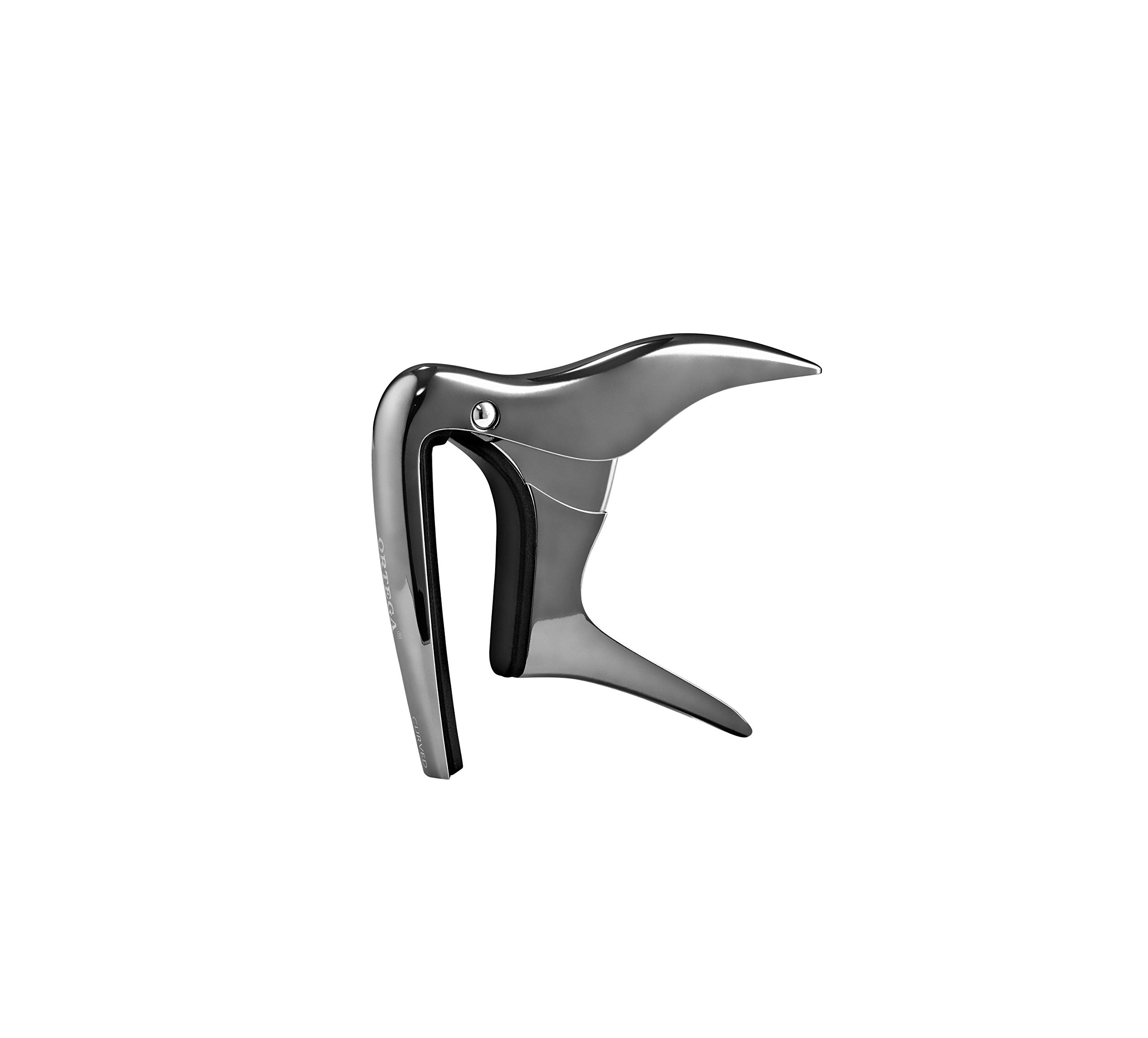 Ortega Guitars Capo Instrument Accessory - Radius - For Guitar, Ukulele, Banjo - Aluminum Alloy, Black Chrome (OCAPOCV-BCR)