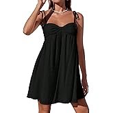 Narecte Casual Summer Dresses for Women Flowy Sun Dress Mini Slip Dress Cute Spaghetti Strap Dress