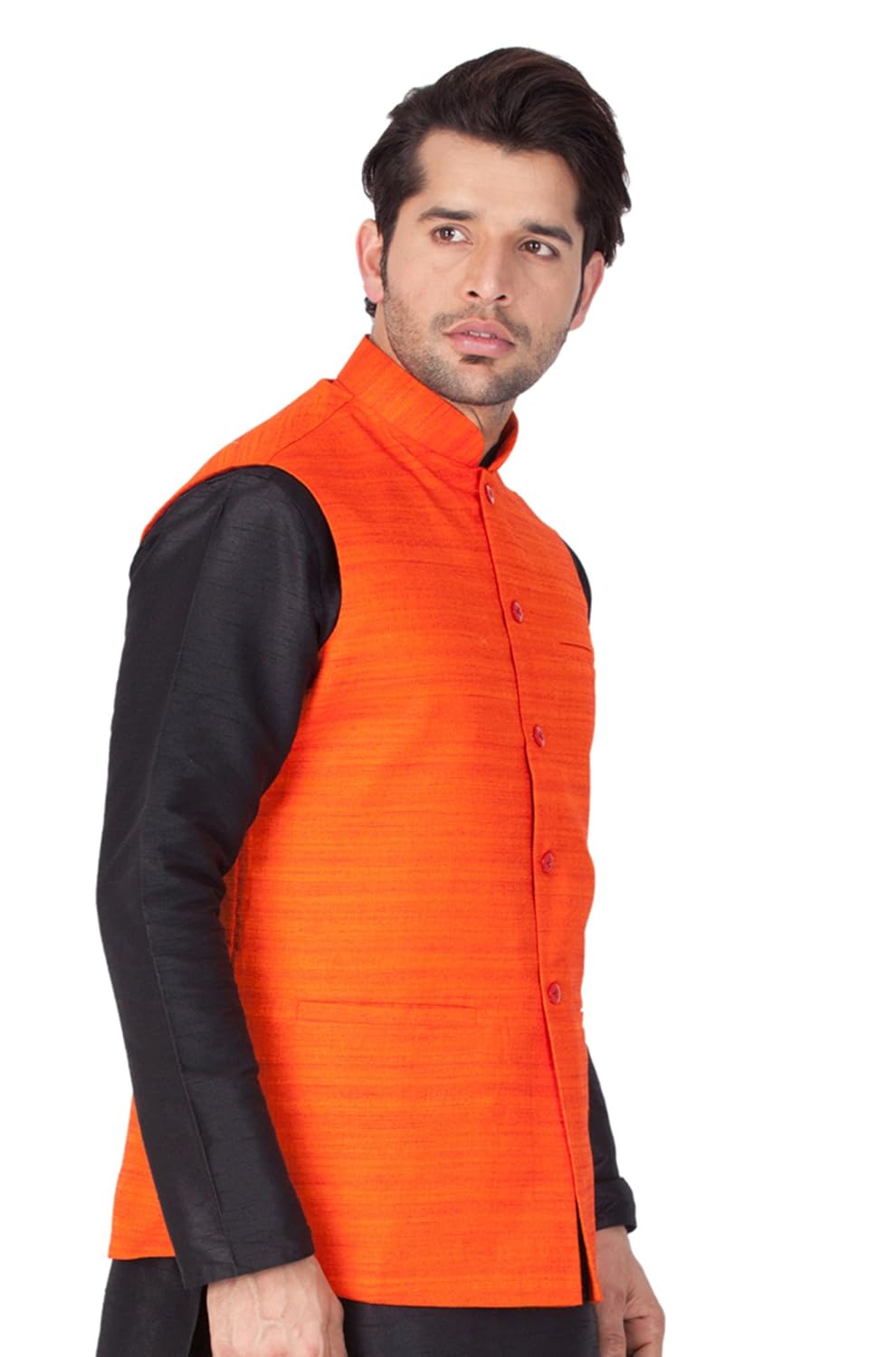 vastramay mens cotton blend nehru jackets (orange_vasmj002or)