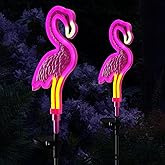 Flamingo Solar Lights Outdoor Decor, Solar Pink Flamingos Outdoor for Yard Decorations,Pink Neon Solar Flamingo Garden Lights for Outside,Pathways,Patio or Lawn Decor(2Pack)