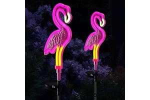 TOPRUIFENG Flamingo Solar Lights Outdoor Decor, Solar Pink Flamingos Outdoor for Yard Decorations,Pink Neon Solar Flamingo Garden Lights for Outside,Pathways,Patio or Lawn Decor(2Pack)