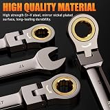 ss shovan 8Pcs Flexible Head Ratchet Spanner Set 72 Tooth 8-19mm Chrome Vanadium view 4