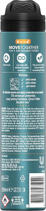 Sure Men Advanced Protection Ultra Fresh Anti-Perspirant Deodorant Spray 200ml view 3