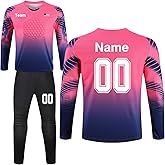 Custom Goalie Jersey Soccer for Adult/Kids Goalkeeper Jersey Personalized Long Sleeve and Pants with Name Team Logo