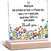 Thank You Gifts for Women Men Coworkers Clear Desk Decorative Sign Thank You Plaque Employee Appreciation Office Desk Sign for Teacher Friends Retirement Inspirational Acrylic Sign With Wooden Stand