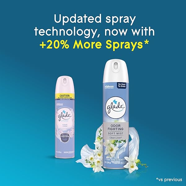GLADE AIR FRESHENER ROOM SPRAY, CLEAN LINEN SCENT, ODOR FIGHTING TO DELIVER LONG LASTING FRESHNESS, 8 OZ
