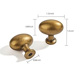 ZAUYX 10 Pack Antique Brass Oval Cabinet Knobs Old