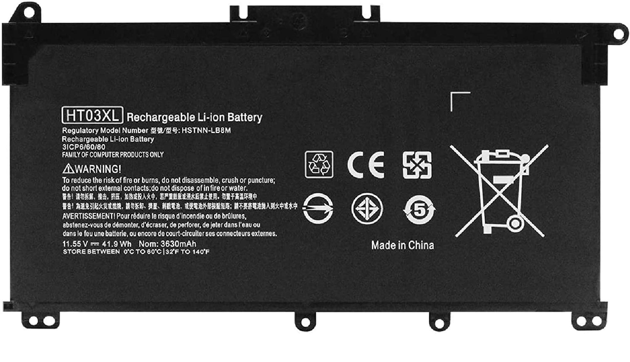 ASKC 41.9WH HT03XL Laptop Battery for HP Pavilion 14-CE 14-CF 14-cm 14-CK 14-DF 14-MA 15-DA 15-CS 15-DB 14Q-CS 15-CW 14-CE0025TU 14-CE0034TX 15-CS0037T 250 255 G7 HSTNN-LB8L L11421-421 HSTNN-LB8M