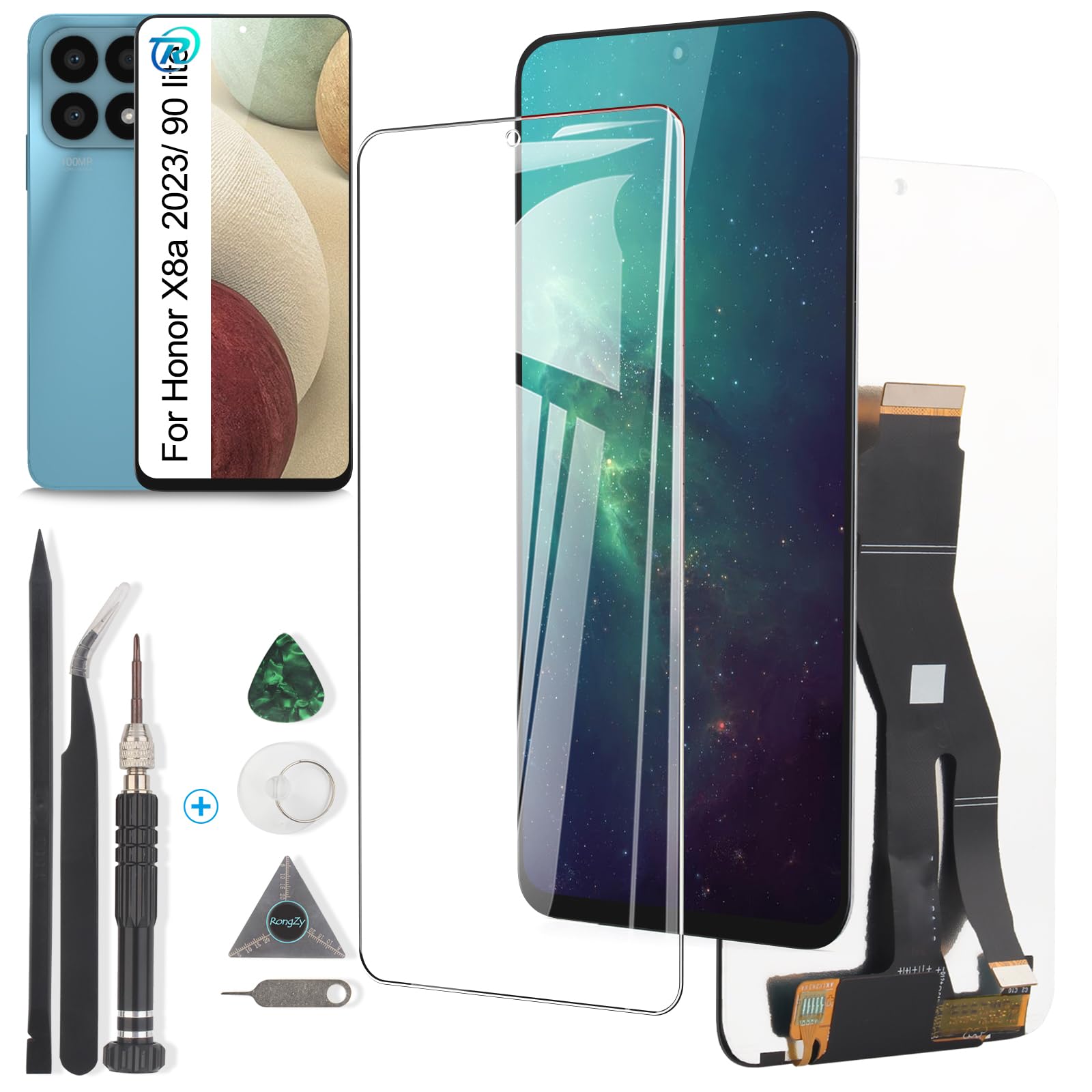 RongZy Screen Replacement for Honor X8a 2023 CRT-LX1 LCD Touch Screen Digitizer Assembly for Honor 90 Lite CRT-NX1 Display with Kit(Black)