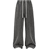 Colorful world Mens Sweatpants Acid Washed Elastic Waist Drawstring Sweat Pants Cotton Baggy Streetwear Pant with Pockets