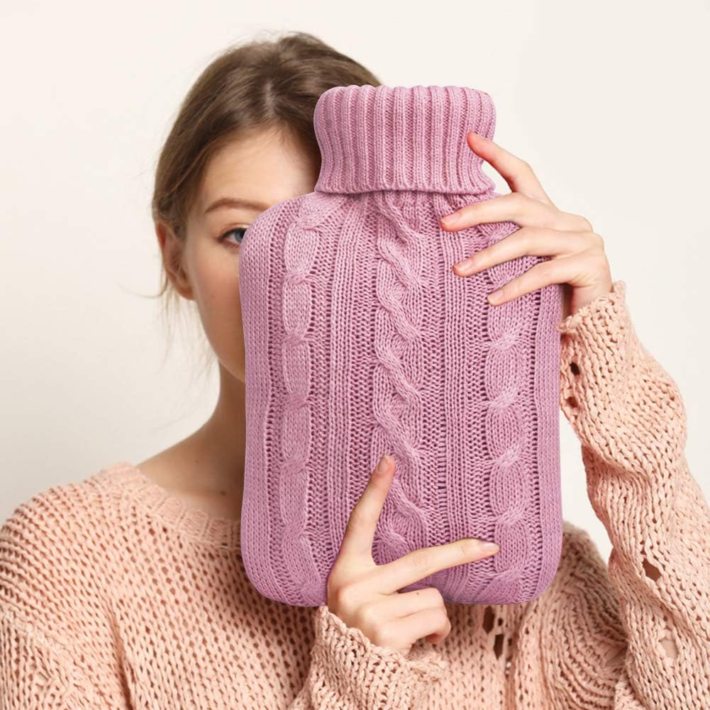 Attmu Classic Rubber Transparent Hot Water Bottle 2 Liter with Knit Cover - Pink: Health & Personal Care