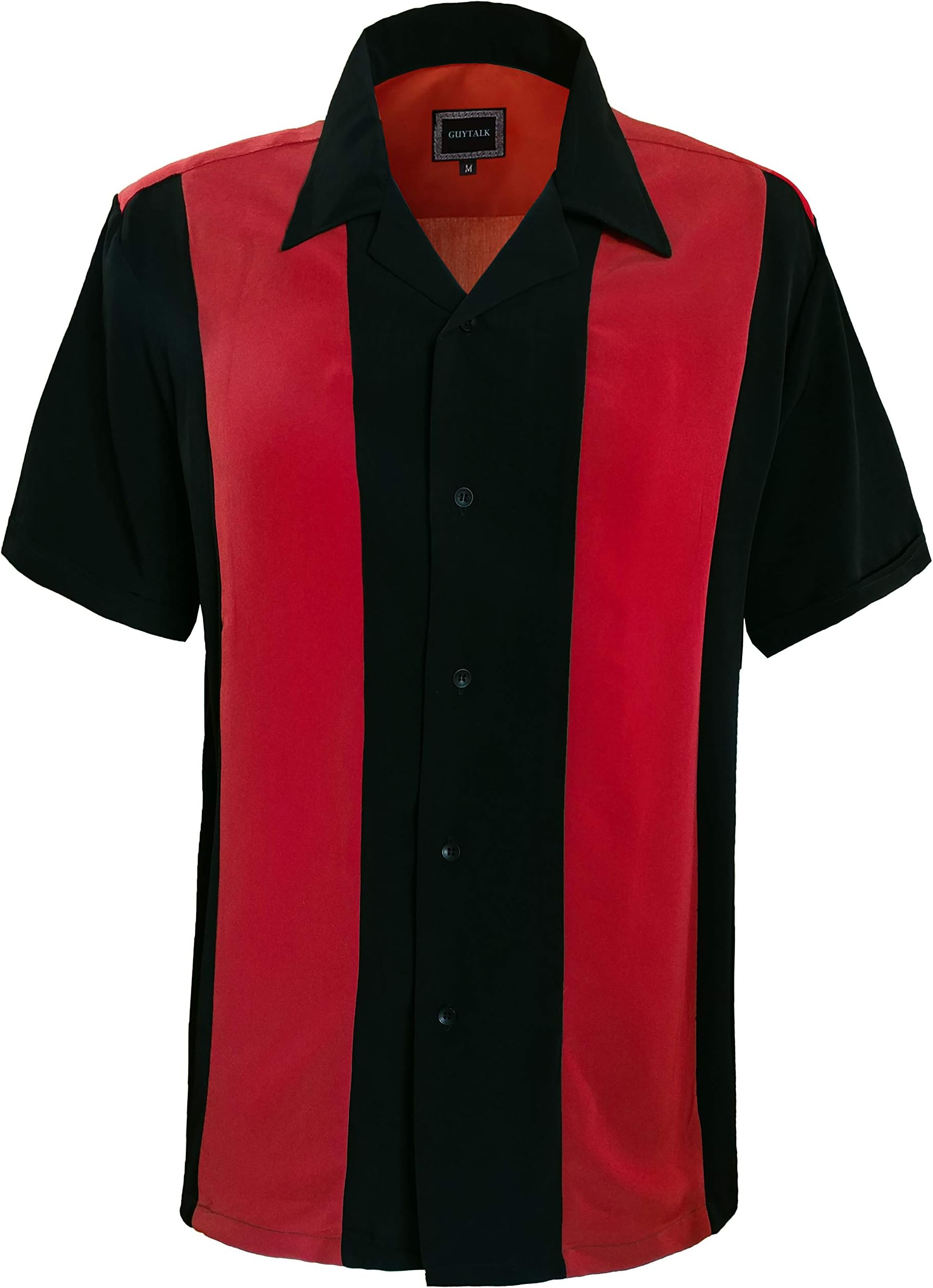 Guytalk Mens Button Down Bowling Shirt, Cuban Style Retro Two Ton Camp Shirt(24 Colors, S-5XL)
