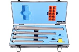 Accusize Industrial Tools Sclcr 4 Pc Indexable Boring Bar Set with 14 Carbide Cvd Coating Ccmt32.51 Inserts, 1/2, 5/8, 3/4, 1'', P252-S416