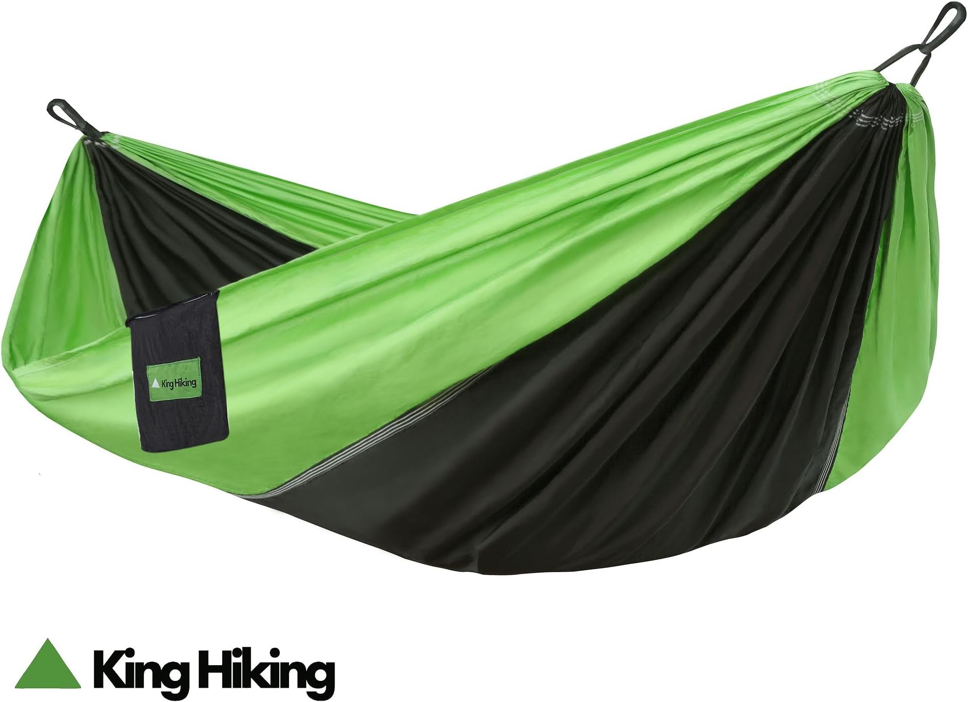 Double parachute camping nylon hammock from KING HIKING these hammocks are great for backpacking-hiking-hunting and travel. Also great for picnics-beach and your yard-and great for gift ideas. compact-portable-lightweight-ultralight-easy to clean-quick drying comes with carabiners and tree ropes. NOW ENJOY