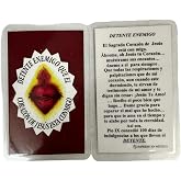 Tarjeta de oración Detente Enemigo – El Corazón de Jesús Está Conmigo – Tarjeta Santa Laminada de 2 Caras en Español, Paquete
