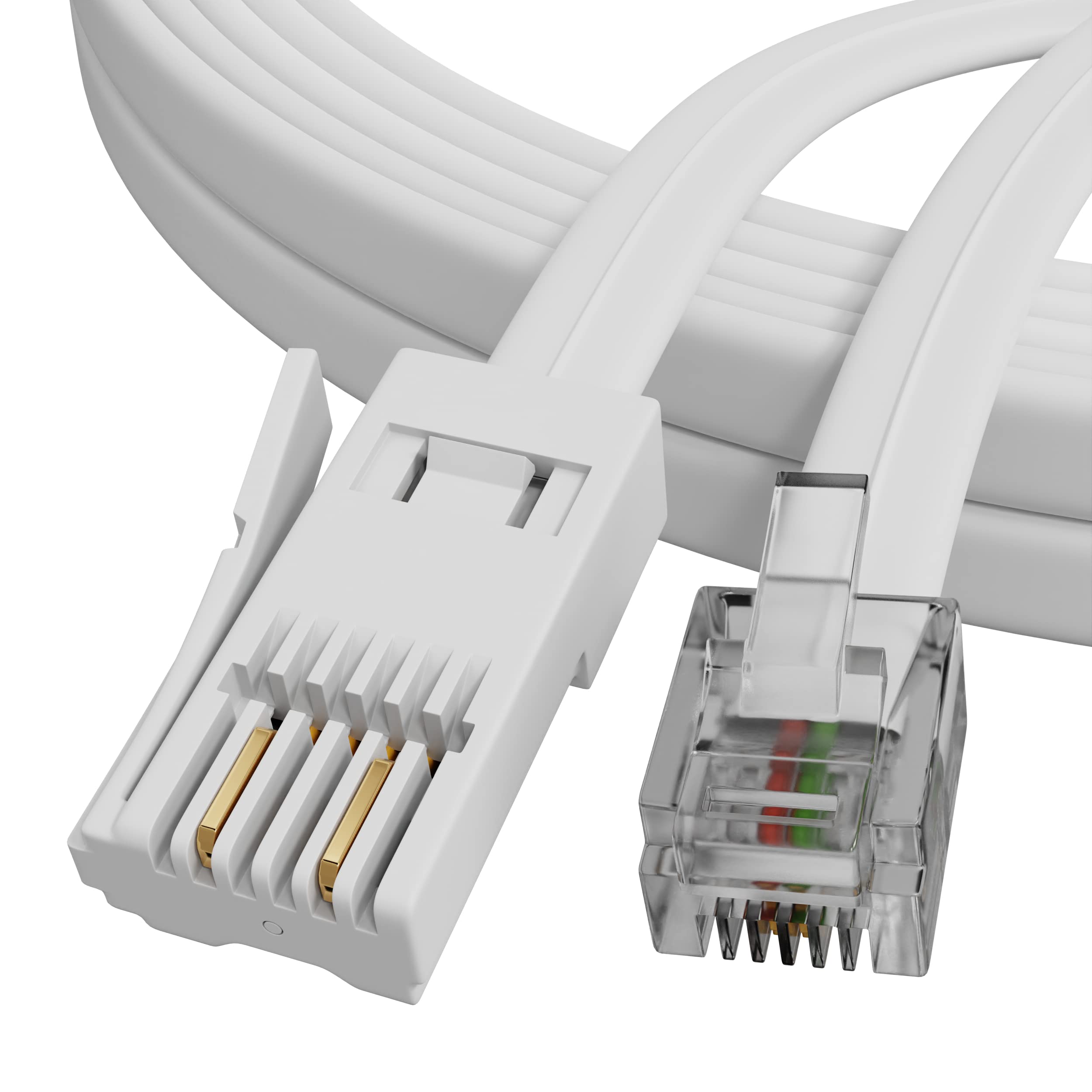 ConnectingU White 2 wire RJ11 Male to BT Male Telephone/Modem Cable, 5m long